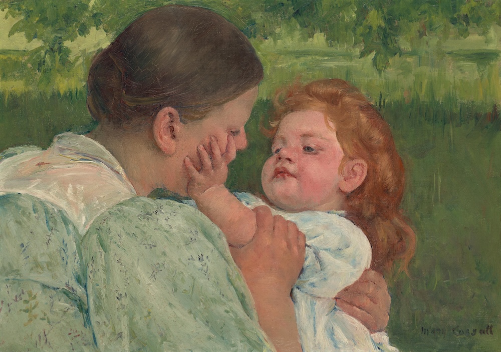 Mary Cassatt (1844-1926), Maternal Caress, 1896. Oil on canvas, 15” x 21.25”. Philadelphia Museum of Art, Bequest of Aaron E. Carpenter, 1970